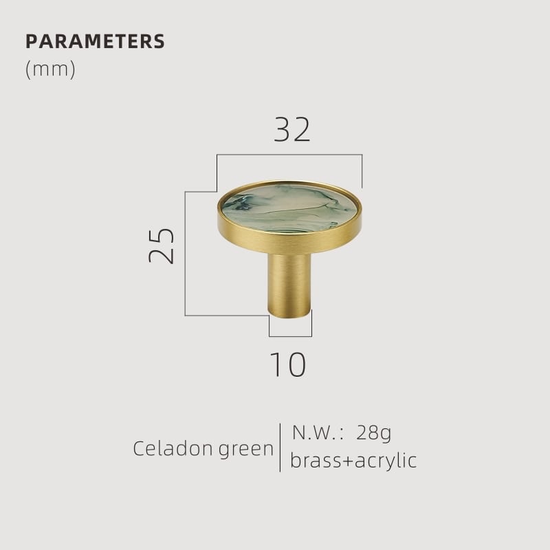 TESTA Solid Brass Acrylic & Shell Knobs - meraki.