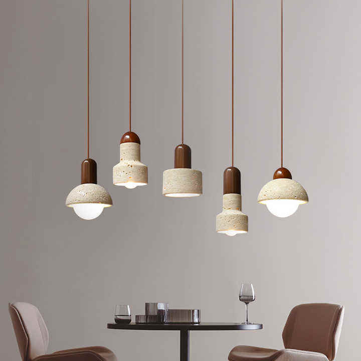 THERA Stone & Walnut Pendant Light - meraki.