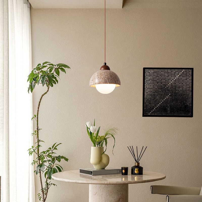 THERA Stone & Walnut Pendant Light - meraki.