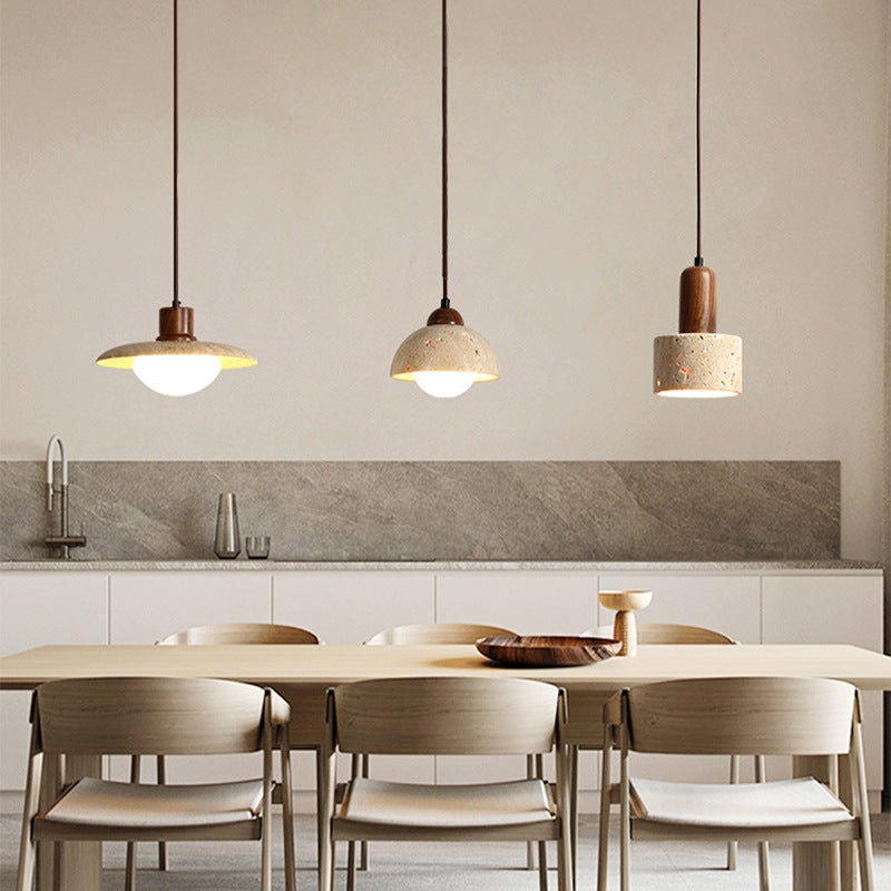 THERA Stone & Walnut Pendant Light - meraki.