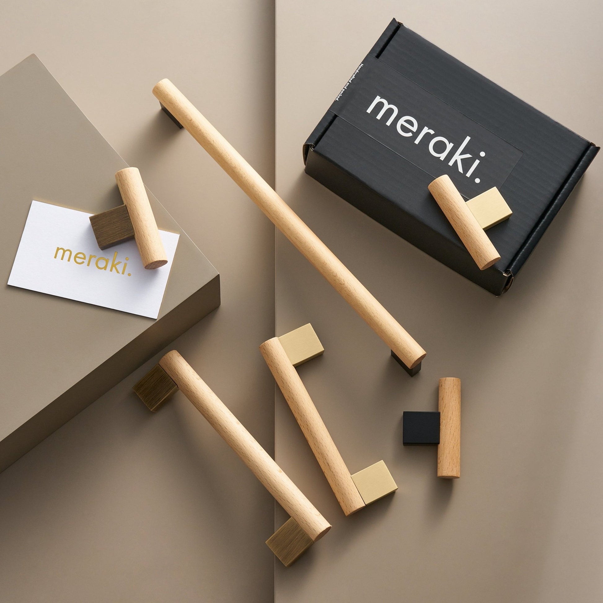 XYLO Beech & Brass Handles - meraki.