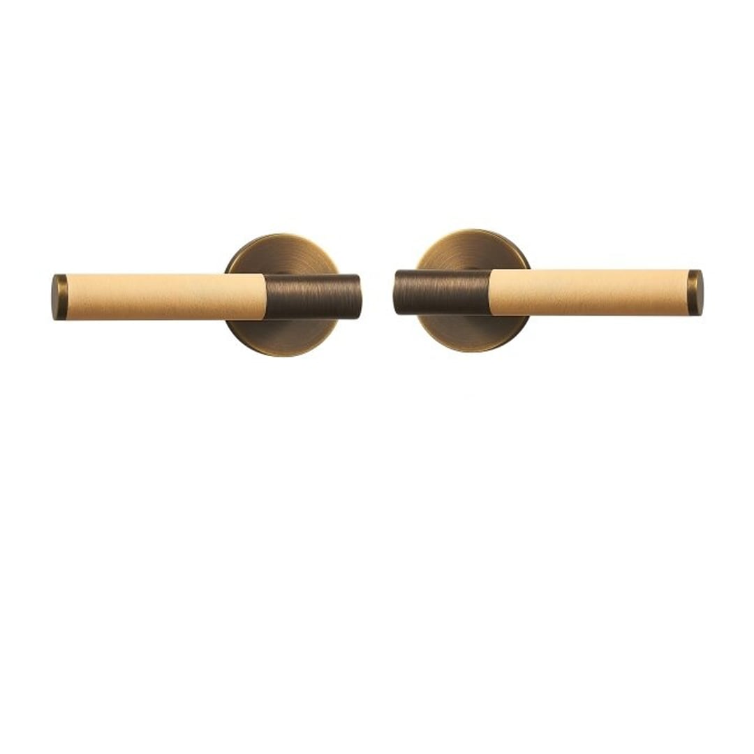 BEETHAM Solid Brass & Leather Door Handles & Lock Set - meraki.