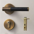 BEETHAM Solid Brass & Leather Door Handles & Lock Set - meraki.