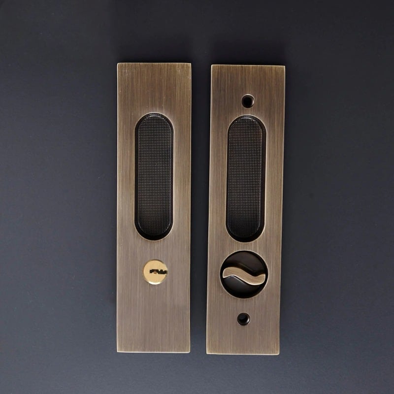 BOR Solid Brass Flush Sliding Door Handle & Lock - meraki.