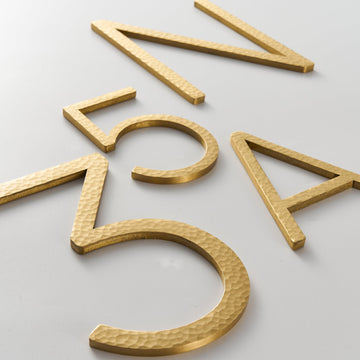 EZRA Numbers in Hammered Satin Brass - meraki.