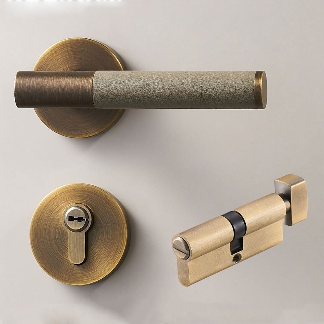 meraki. Renew - BEETHAM Solid Brass & Leather Lever Door Handles - meraki.
