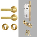 TOLLO Satin Nickel Brass Lever Door Handle & Lock Set - meraki.