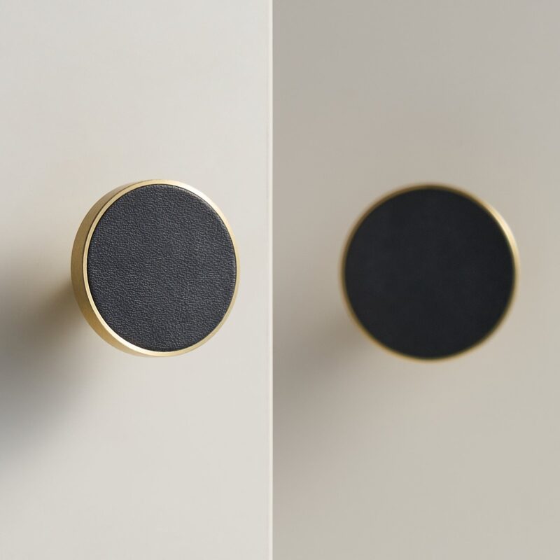 FERN Massief messing en lederen knop