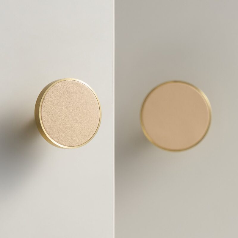 FERN Massief messing en lederen knop