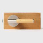 BEETHAM Solid Brass & Leather Lever Door Handles in Satin Nickel
