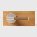 BEETHAM Solid Brass & Leather Lever Door Handles in Satin Nickel