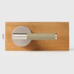 BEETHAM Solid Brass & Leather Lever Door Handles in Satin Nickel