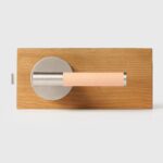 BEETHAM Solid Brass & Leather Lever Door Handles in Satin Nickel