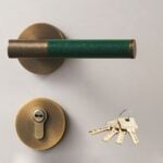 BEETHAM Solid Brass & Leather Lever Door Handles in Antique Brass