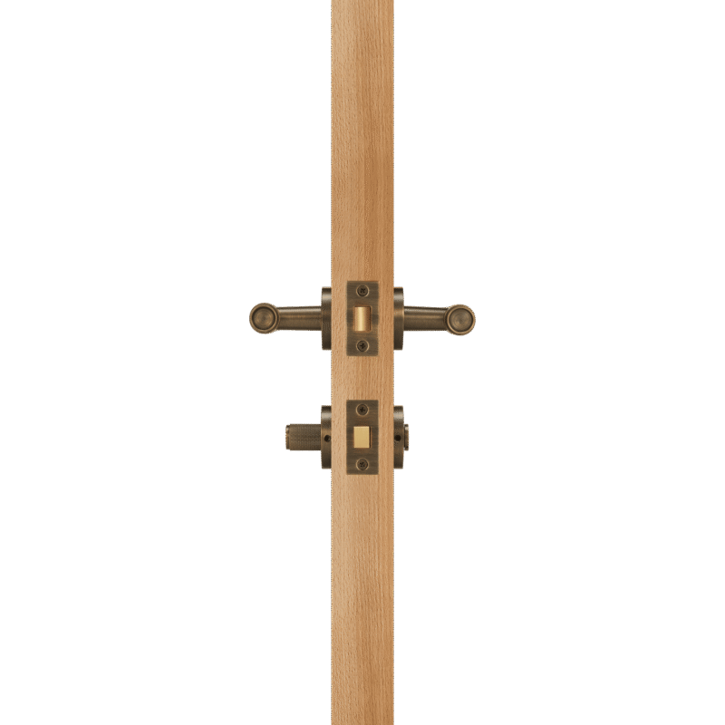 BEETHAM Solid Brass & Leather Lever Door Handles in Antique Brass