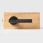 BEETHAM Solid Brass & Leather Lever Door Handles in Matte Black