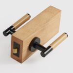 BEETHAM Solid Brass & Leather Lever Door Handles in Matte Black