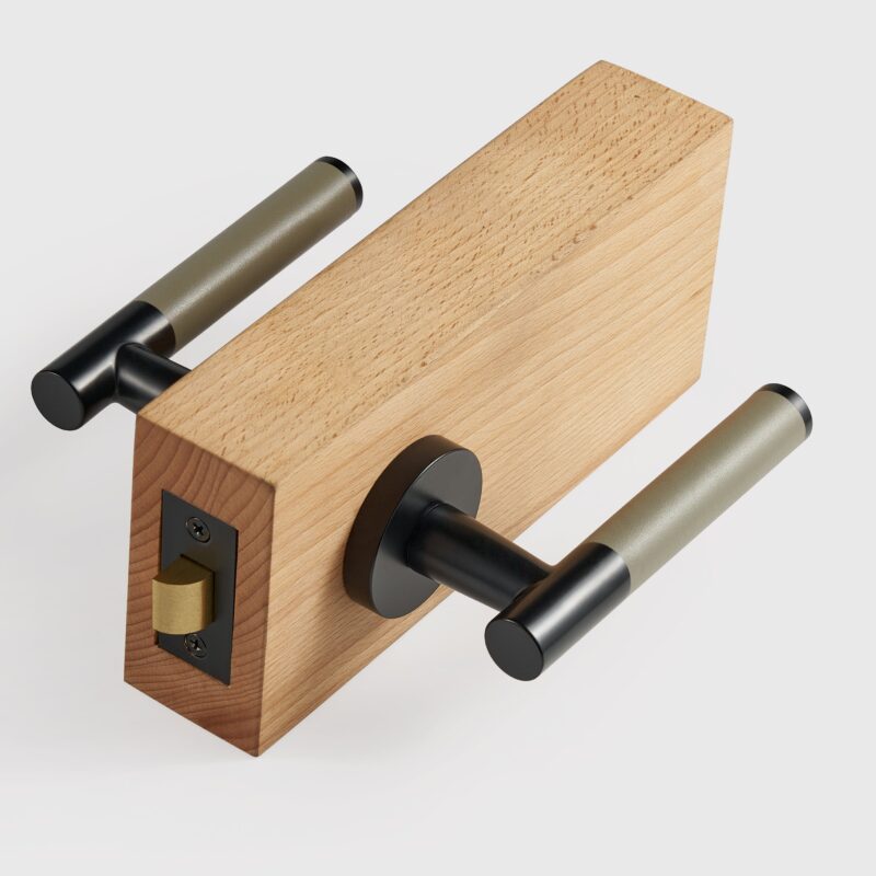 BEETHAM Solid Brass & Leather Lever Door Handles in Matte Black