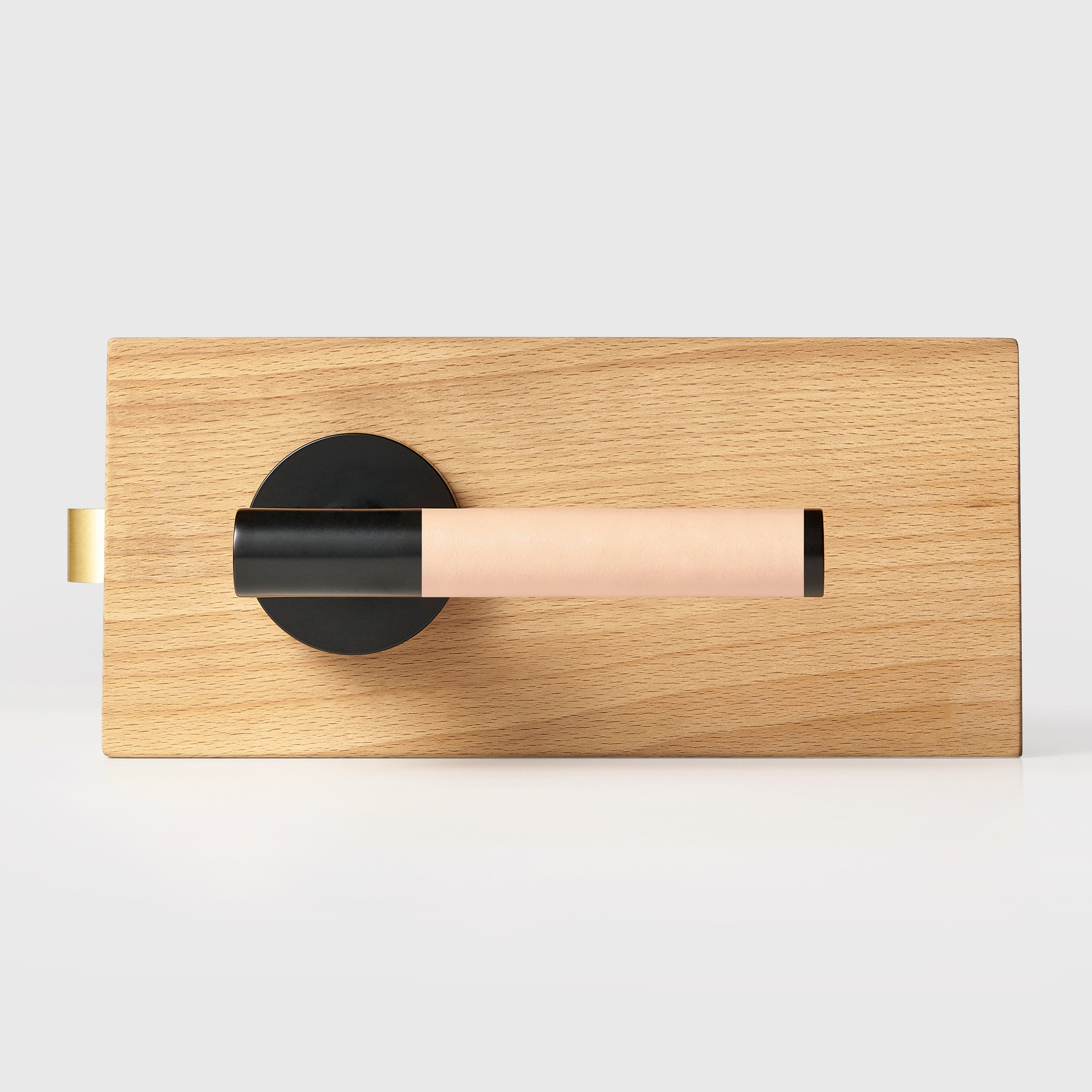 BEETHAM Solid Brass & Leather Lever Door Handles in Matte Black