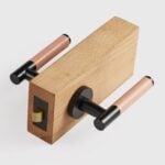 BEETHAM Solid Brass & Leather Lever Door Handles in Matte Black