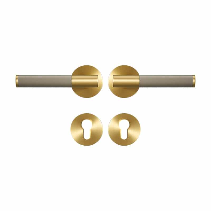 BEETHAM Türgriffe aus massivem Messing und Leder in Satin Messing