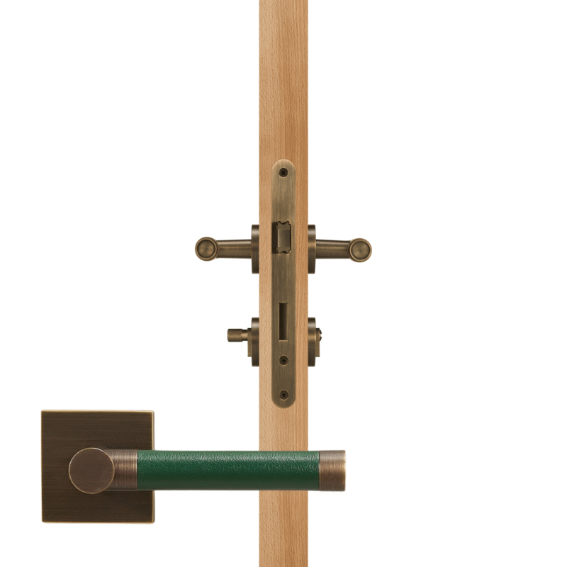 BEETHAM Messing & Lederen deurkrukken - carré-rozet