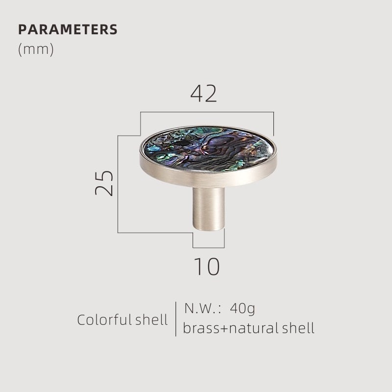 Pomos acrílicos y de concha de latón macizo TESTA