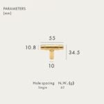 Barra a T in ottone massiccio AURUM