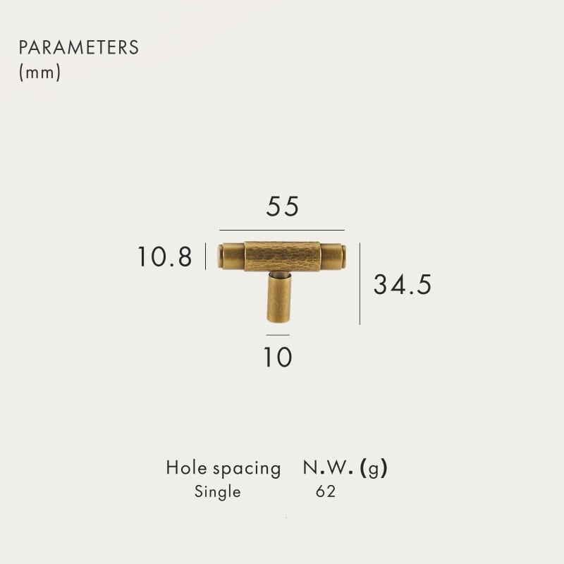 Barra a T in ottone massiccio AURUM