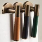 BEETHAM Solid Brass & Leather Lever Door Handles in Antique Brass