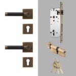 BEETHAM Messing & Lederen deurkrukken - carré-rozet