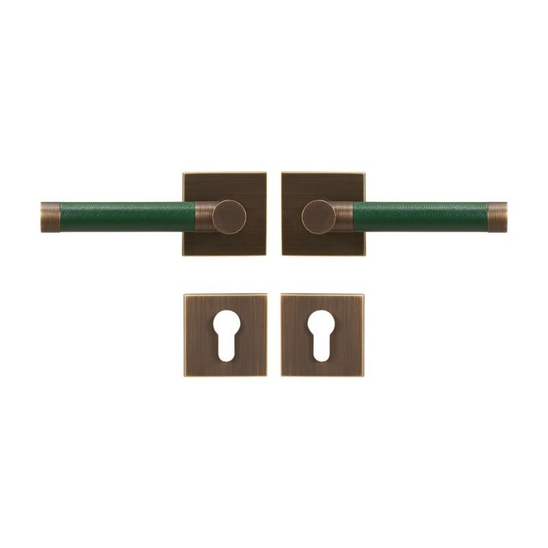 BEETHAM Messing & Lederen deurkrukken - carré-rozet