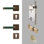 BEETHAM Messing & Lederen deurkrukken - carré-rozet