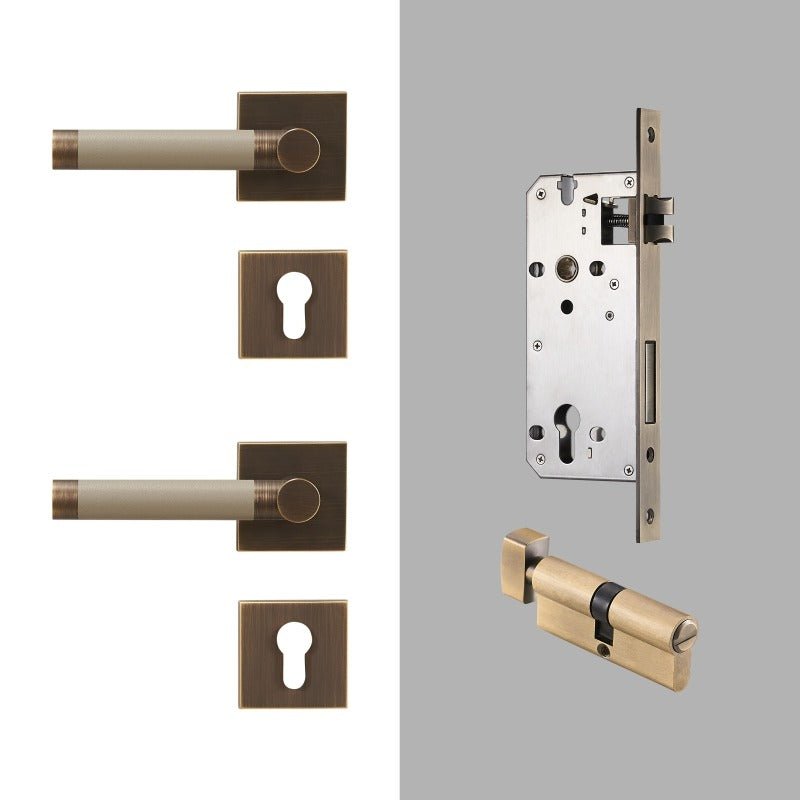 BEETHAM Messing & Lederen deurkrukken - carré-rozet