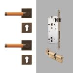 BEETHAM Messing & Lederen deurkrukken - carré-rozet