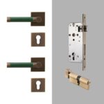 BEETHAM Messing & Lederen deurkrukken - carré-rozet