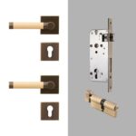 BEETHAM Messing & Lederen deurkrukken - carré-rozet