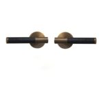 BEETHAM Solid Brass & Leather Lever Door Handles in Antique Brass