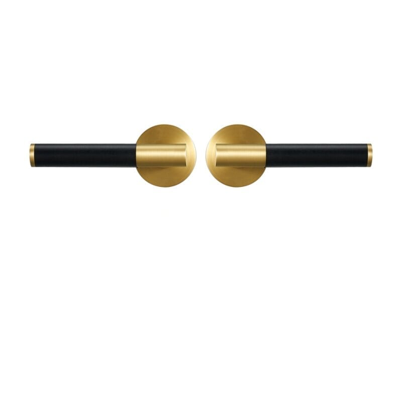 BEETHAM Türgriffe aus massivem Messing und Leder in Satin Messing