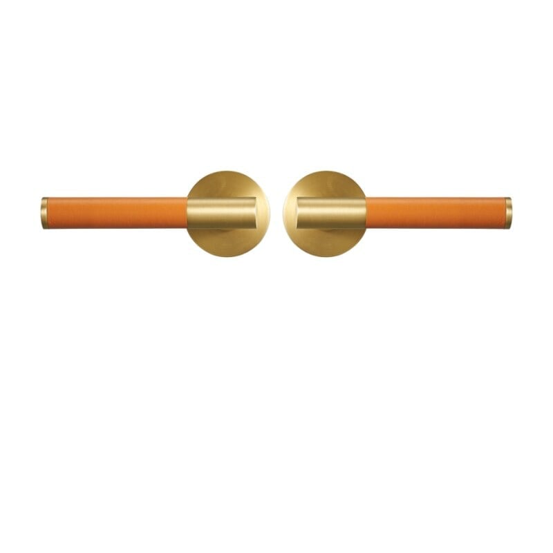 BEETHAM Türgriffe aus massivem Messing und Leder in Satin Messing