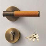 BEETHAM Solid Brass & Leather Lever Door Handles in Antique Brass