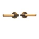 BEETHAM Solid Brass & Leather Lever Door Handles in Antique Brass