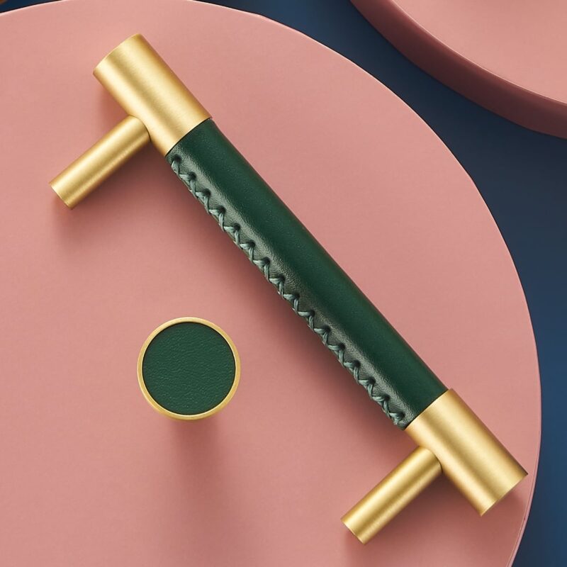 BEETHAM Solid Brass & Leather Furniture Handles