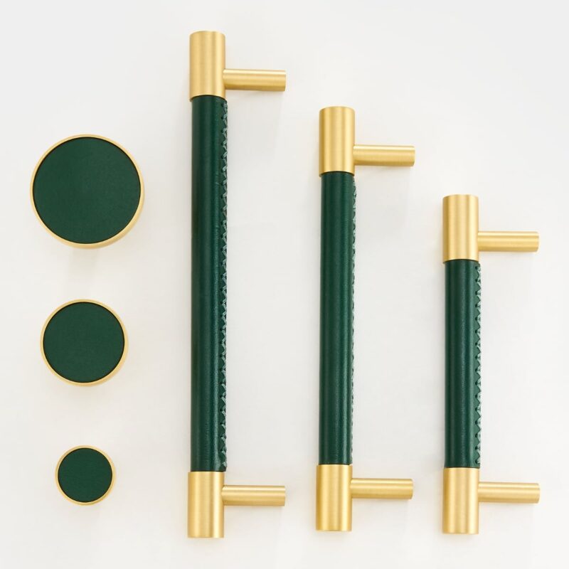 BEETHAM Solid Brass & Leather Furniture Handles