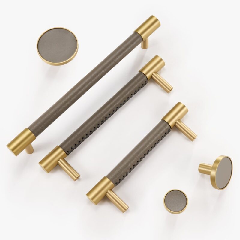BEETHAM Solid Brass & Leather Furniture Handles