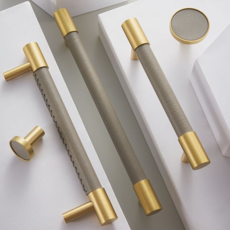BEETHAM Solid Brass & Leather Furniture Handles