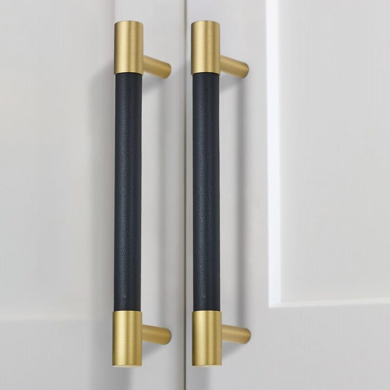 BEETHAM Solid Brass & Leather Furniture Handles