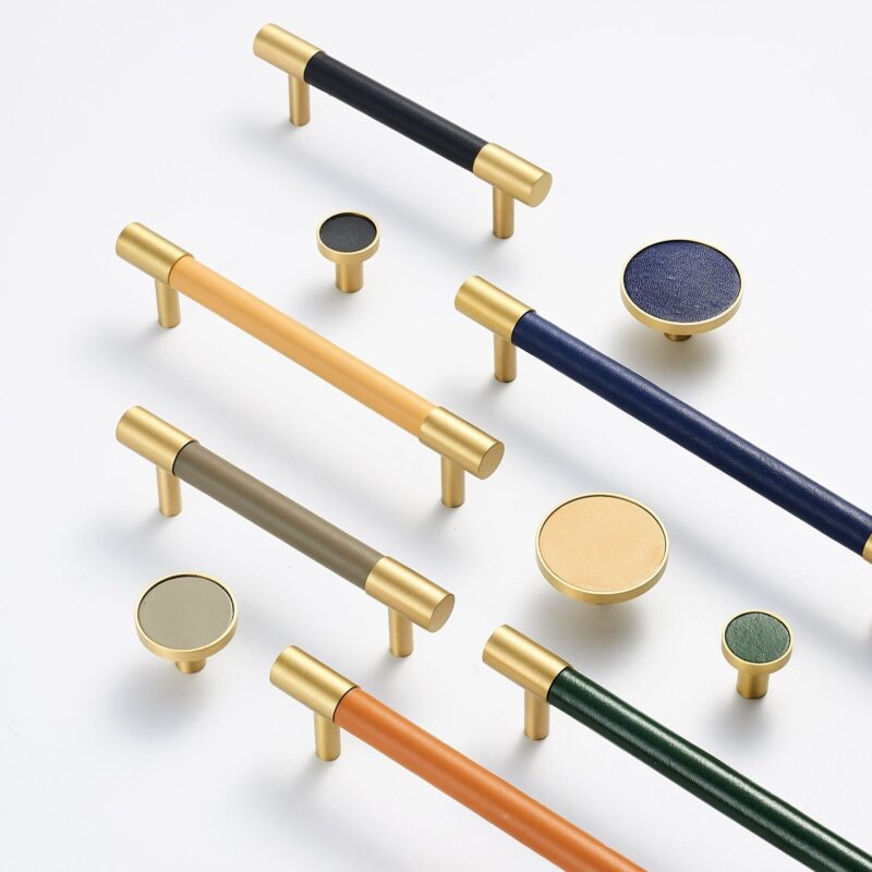BEETHAM Solid Brass & Leather Furniture Handles