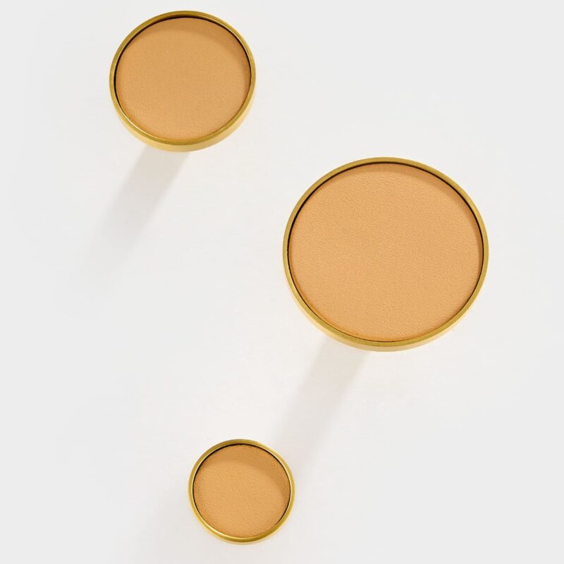 BEETHAM Solid Brass & Leather Furniture Knobs 8 BEETHAM Solid Brass & Leather Furniture Knobs