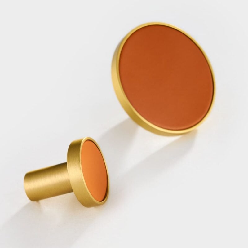 BEETHAM Solid Brass & Leather Furniture Knobs 10 BEETHAM Solid Brass & Leather Furniture Knobs